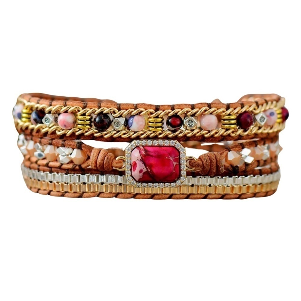 Jasper & Agate Pave Layered Bracelet